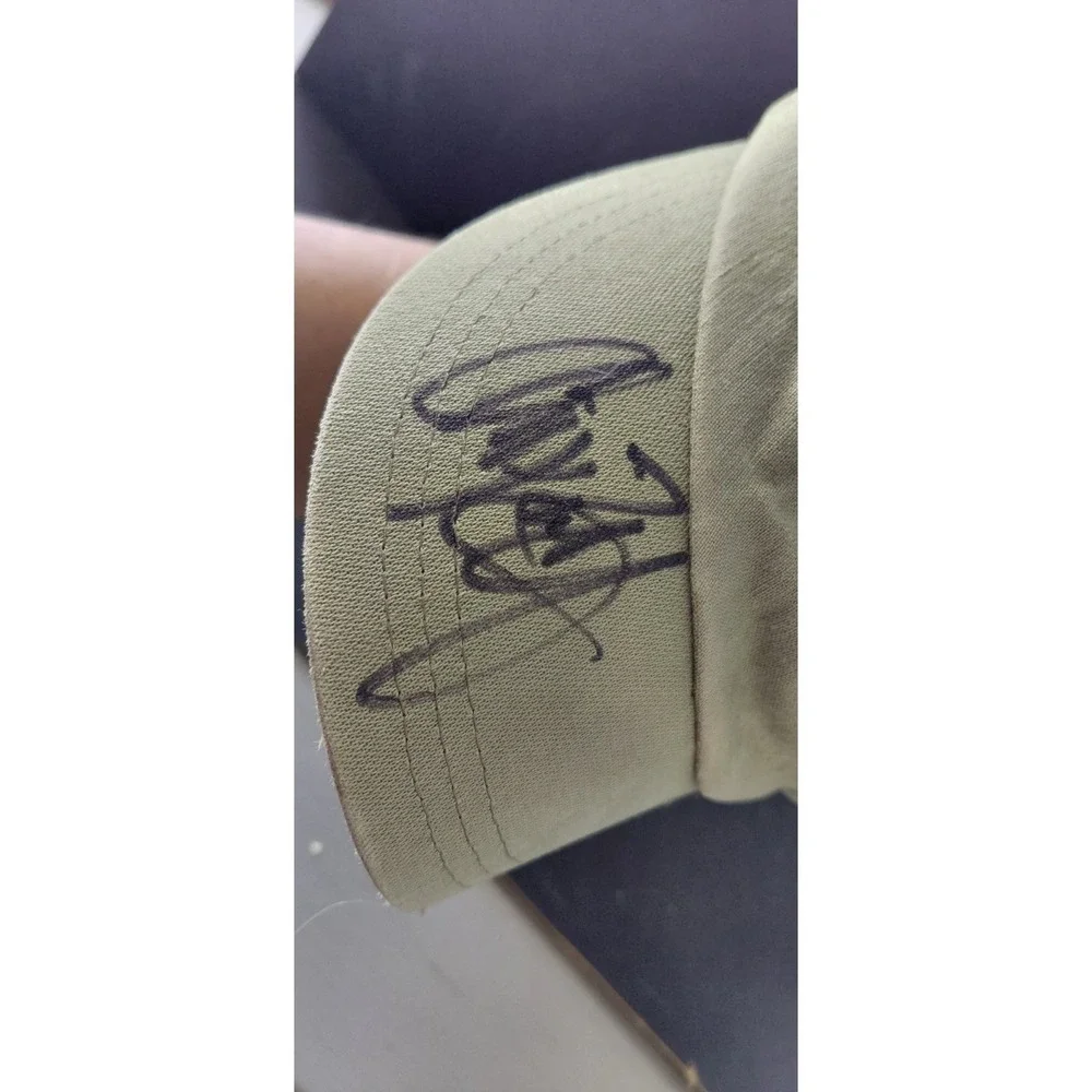 Unknow Autograph handwritten signature olive green distressed cadet Style Cap